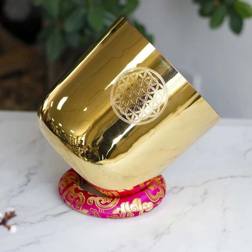 Golden Alchemy Crystal Singing Bowl with Carrier Bag For Chakra Healing Yoga Meditation Sound Bath 