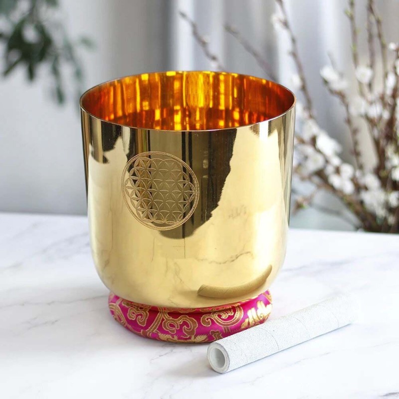 Golden Alchemy Crystal Singing Bowl with Carrier Bag For Chakra Healing Yoga Meditation Sound Bath