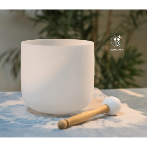 TOFOU Classic White Quartz Crystal Singing Bowl For Sound Healing 440Hz/432Hz Meditation Bowl in Perfect Pitch 