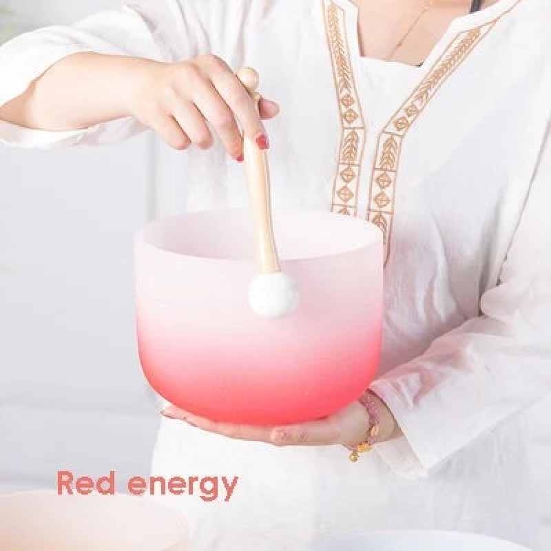 TOFOU Red Gradient Color Crystal Singing Bowl For Chakra Sound Healing 440Hz/432Hz Meditation Bowl in Perfect Pitch  