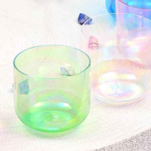 432Hz/440Hz Green Alchemy Crystal Singing Bowl Clear Cosmic Light Crystal Bowl with Carrier Bag For Chakra Healing Yoga Meditation Sound Bath