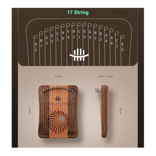 17/31 String Mini Lyre Harp Kalimba Thumb Piano Easy to Play