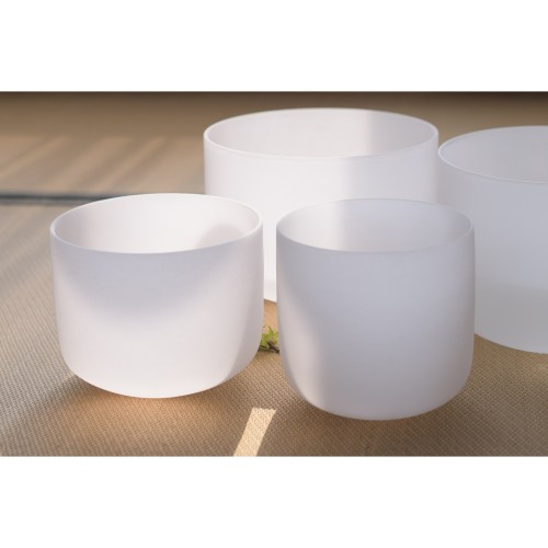 7 PCS 6"-12"/7"-13"/8"-14" Classic White Crystal Singing Bowl Set For Sound Healing Meditation Bowls in Perfect Pitch With Carry Bags 