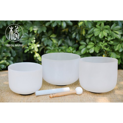 3 PCS  6"+8"+10" Quartz Crystal Singing Bowl Set With Carrier Bag For Sound Healing Meditation Bowls in Perfect Pitch 