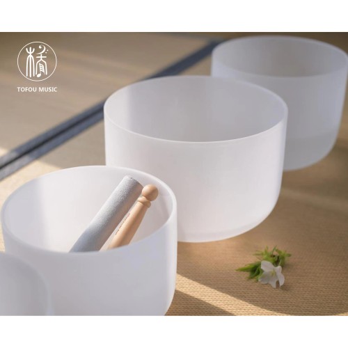 4 PCS Quartz Crystal Singing Bowl Set With Carrier Bag For Sound Healing Meditation Bowls in Perfect Pitch 6"+8"+10"+12"/7"+9"+11"+13"/8"+10"+12"+14"