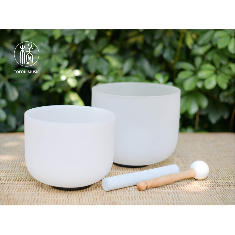 2 PCS Quartz Crystal Singing Bowl Set With Carrier Bag For Sound Healing Meditation Bowls in Perfect Pitch