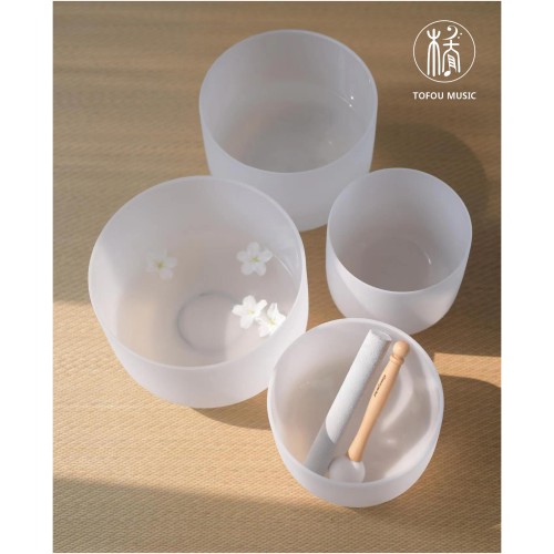 4 PCS Quartz Crystal Singing Bowl Set With Carrier Bag For Sound Healing Meditation Bowls in Perfect Pitch 6"+8"+10"+12"/7"+9"+11"+13"/8"+10"+12"+14"