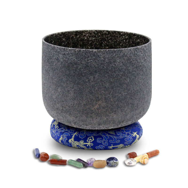 TOFOU Obsidian Gemstone Fusion Crystal Singing Bowl 440Hz/432Hz for Sound healing Yoga Meditation