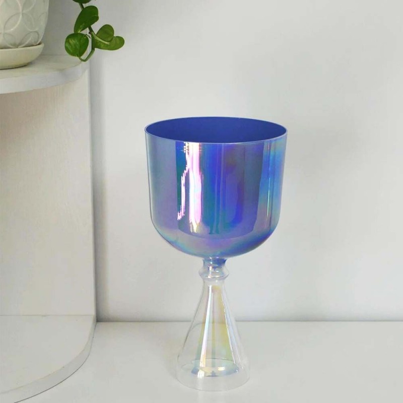 Indigo Chalice Crystal Singing Grail For Chakra Healing Meditation With Carry Bag