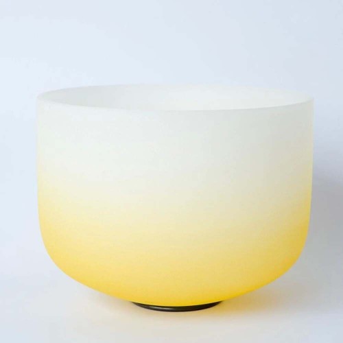 TOFOU Yellow Gradient Color Crystal Singing Bowl For Chakra Sound Healing 440Hz/432Hz Meditation Bowl in Perfect Pitch 