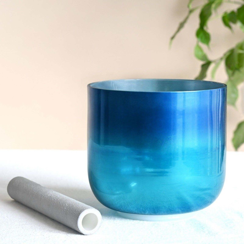 Blue Gradient Titanium Alchemy Crystal Singing Bowl with Carrier Bag For Chakra Healing Yoga Meditation Sound Bath 