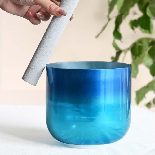 Blue Gradient Titanium Alchemy Crystal Singing Bowl with Carrier Bag For Chakra Healing Yoga Meditation Sound Bath