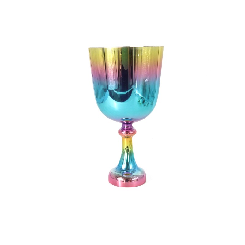 Rainbow Color Chalice Crystal Singing Grail For Chakra Healing Meditation With Carry Bag 